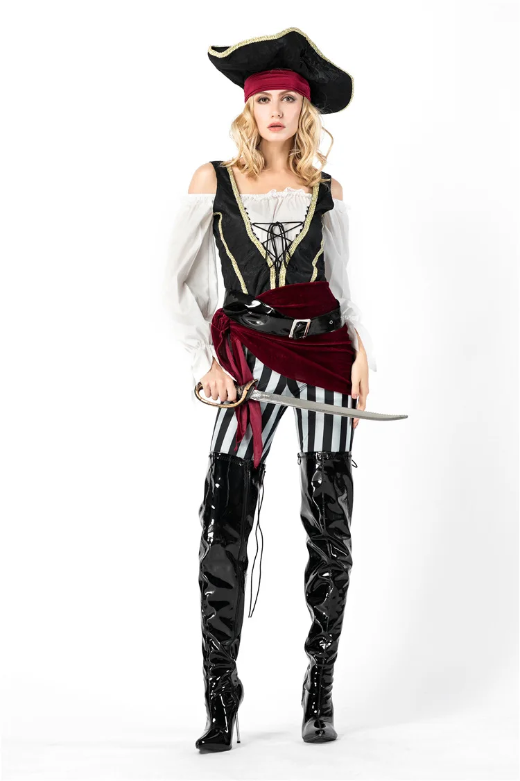 Jack Sparrow Pirate Costume Adult Cosplay Fancy Dress Carnival Captain Pirates Caribbean Halloween Party For Mens | Тематическая