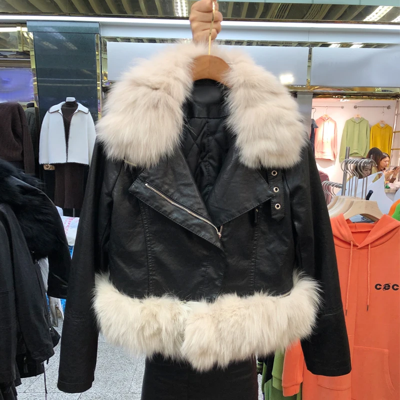 Куртка из натурального меха женская зимняя хлопковая куртка искусственной кожи
