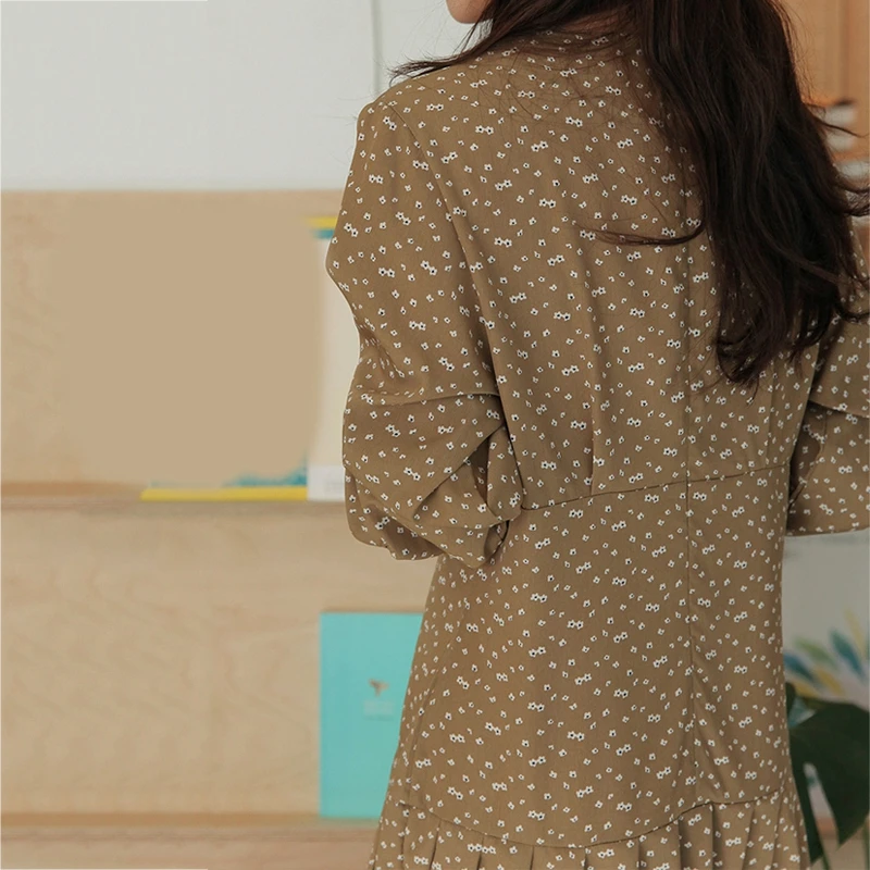 RICININA свободное платье для женщин весна длинный рукав о-образный вырез имперский