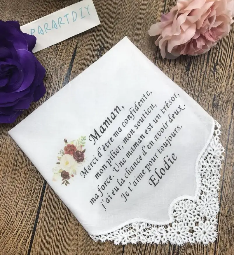 Носовой платок для матери невесты на любом языке носовой тещи Свадебный с