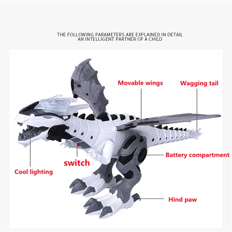 Pulverizador de dinosaurios para ni&ntilde;os, Robot Pterosaurio, Columpio de dibujos animados, modelo de Animal, Dinosaurio inteligente electr&oacute;nico, juguetes de regalo-1