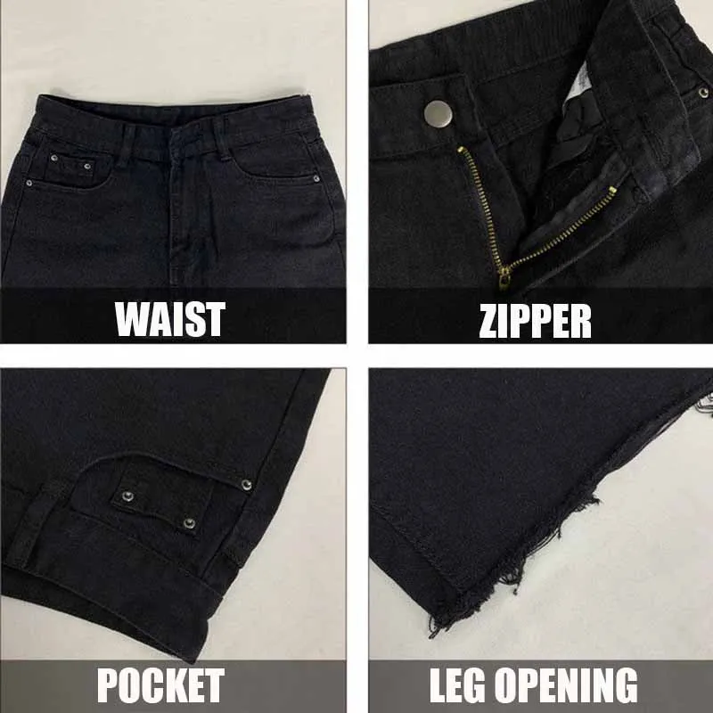 

Shorts Women Ripped Fur-line Denim Short All-match Black Streetwear Korean Style Ins Fashion Leisure Students Simple Vintage New