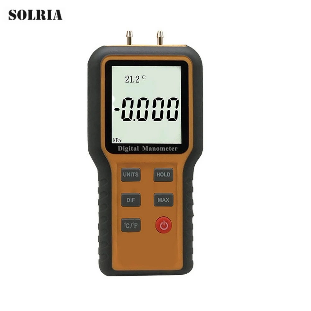 

New Digital Manometer Air Gas Pressure Meter Differential Dual Port HVAC Tester 12 Selectable Measurable Units Dropship