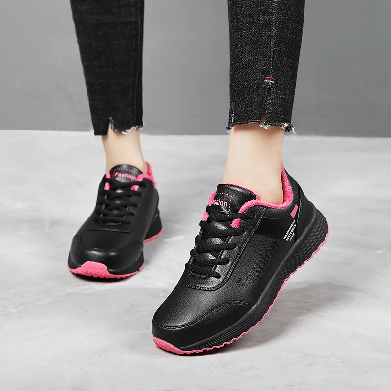 Зима Брендовые теннисные кеды Tenis Feminino Женская кожаная спортивная обувь для