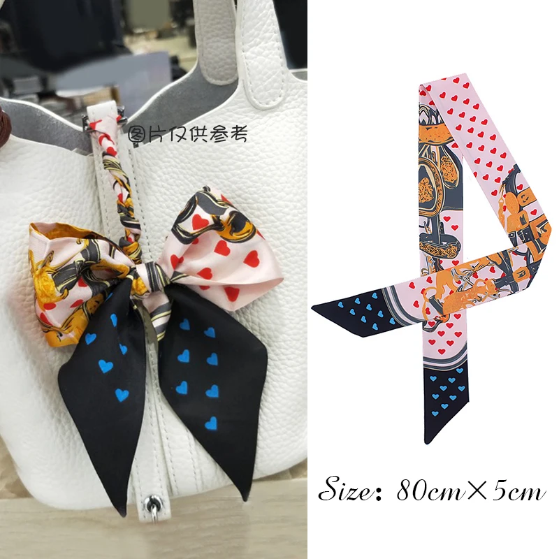 Атласный шелковый шарф-сумка узкий женский шейный шарф повязка на голову