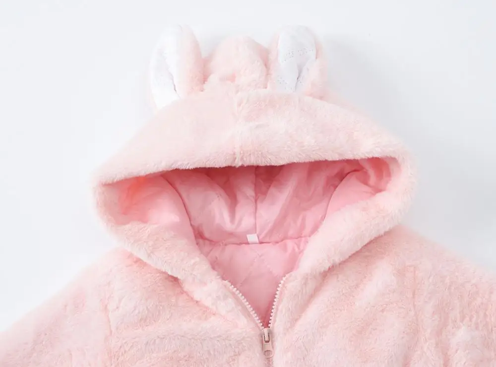 Baby girl autumn and winter long wool sweater faux fur coat plush cute hooded slim cotton baby warm |