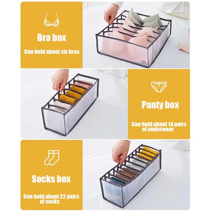 

Underwear Storage Organizer for Clothes Separated Socks Shorts Bra Storage Box Dormitory Closet Organizer Drawer Washable