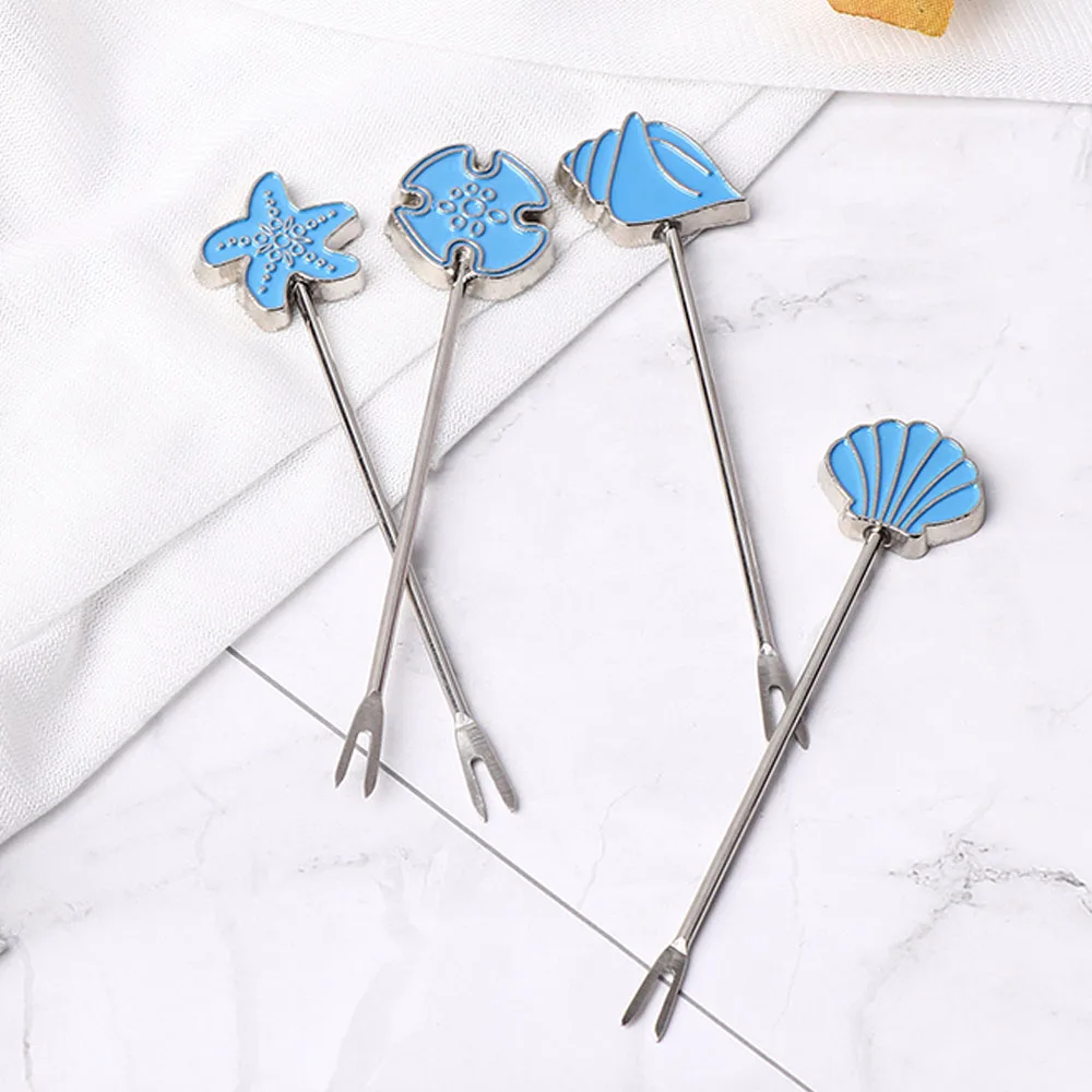 Мультфильм Синий Морской торт фрукт вилка набор столовых приборов творческая