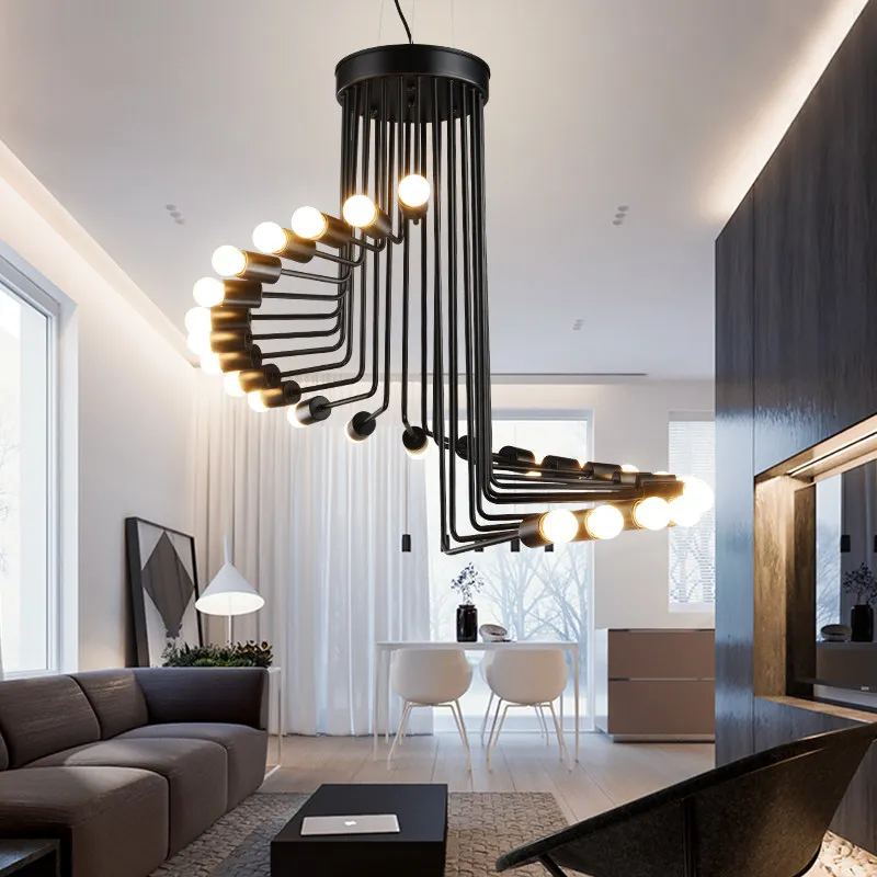 Винтажная Люстра для лестницы винтажная из кованого железа черного розового и