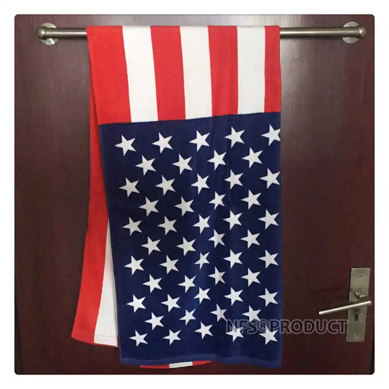 Пляжное полотенце с флагом Великобритании и США для банное из микрофибры 70x140 см