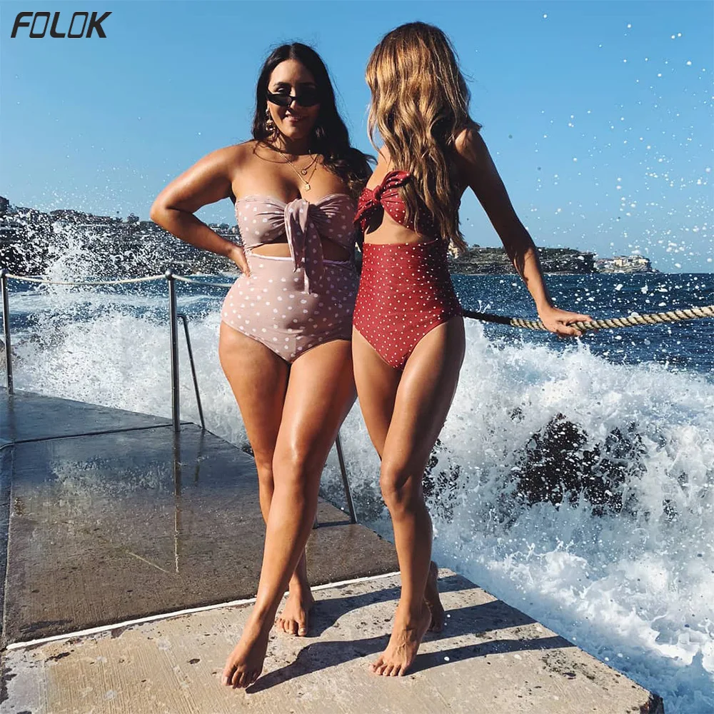 Слитный купальник 2021One для женщин пляжная одежда монокини в горошек пуш-ап