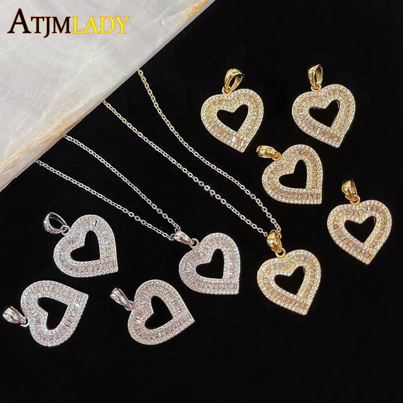 Подарок на день матери цепочка в коробке 41 + 10 см микро-ПАВЕ багет кулон форме