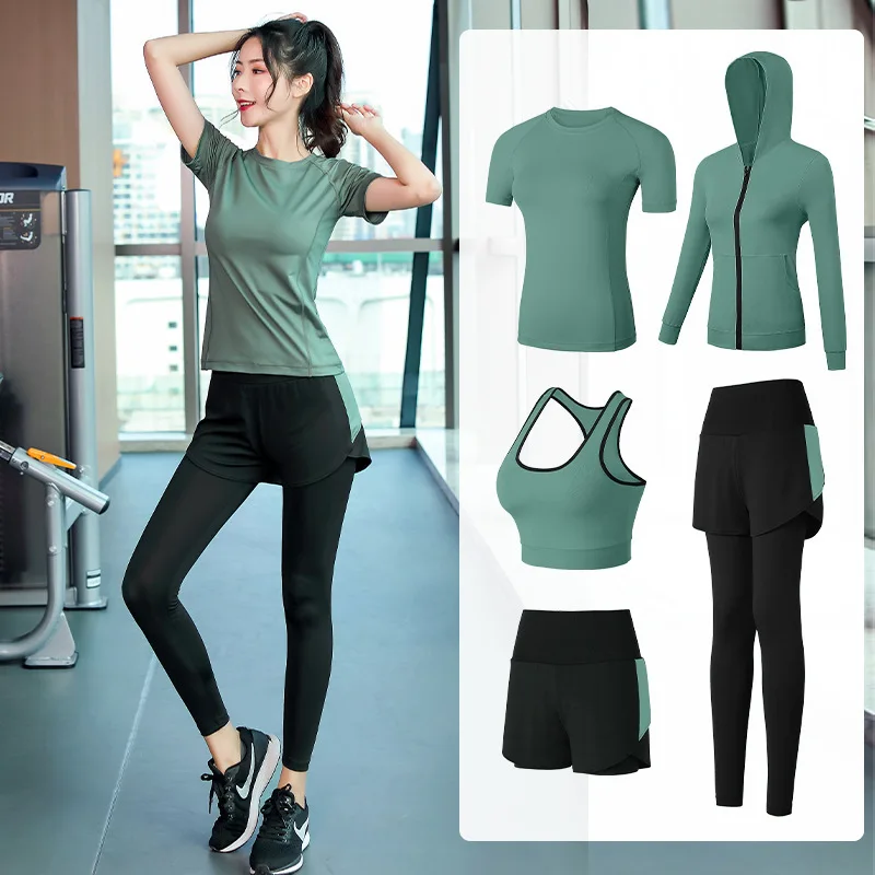 New Tracksuit Women Yoga Suit 5pcs Fitness Gym Set Breathable Running Outdoor Jogging Outfit Sportwear Leisure Sport Wear Female | Спорт и