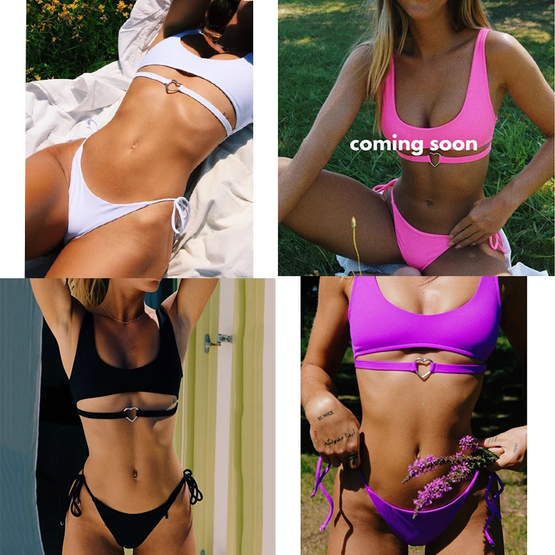 Новинка летнее бикини пляжная одежда модный Женский Бандаж с сердечками