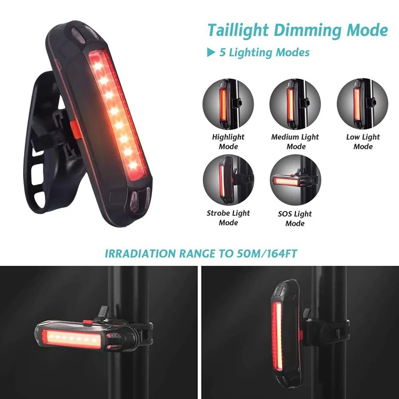 

Bike Light Set,USB Rechargeable Bicycle Headlight and Bike Taillight Muti-Modes Waterproof Bike Lights for Night Riders