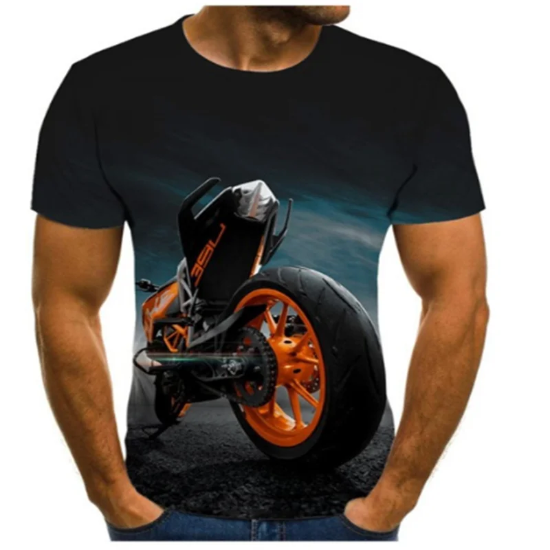 

Trendy summer fashion brand sports motorcycle comfortable large size round neck T-shirt male 3d t-shirt Harajuku t-shirt