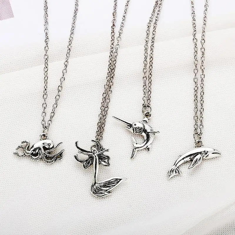 Creative Dolphin Mermaid Pendant Unisex Retro Multi-layer Necklace Sweater Chain Decoration Accessories | Украшения и аксессуары