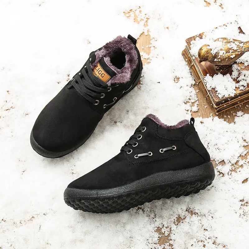 Мужские ботинки зимняя обувь Теплые ботильоны зимние для снега мужские плюшевые