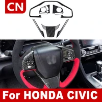 6pcs abs carbon fiber steering wheel frame stickers for honda civic modification complete set car interior accessories styling