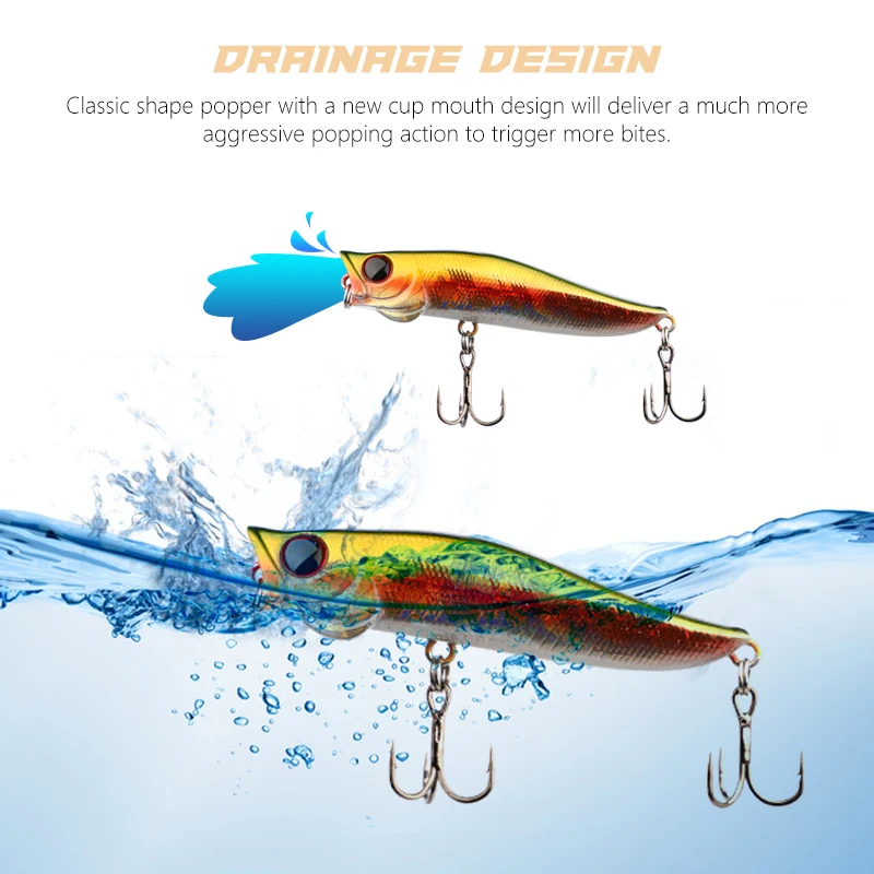 8 когтей плавающий Поппер пластиковая жесткая рыболовная приманка 70 мм 6 5 г