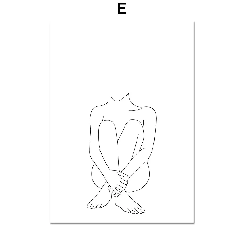 

Flower and Girl Abstract Lines Hand Flower Wall Art Canvas Painting Nordic Posters Prints Wall Pictures for Living Room Decor