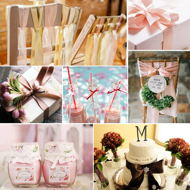 5 ярдов 1 &quot(25 мм) Ленты для свадебного украшения серебристая металлическая