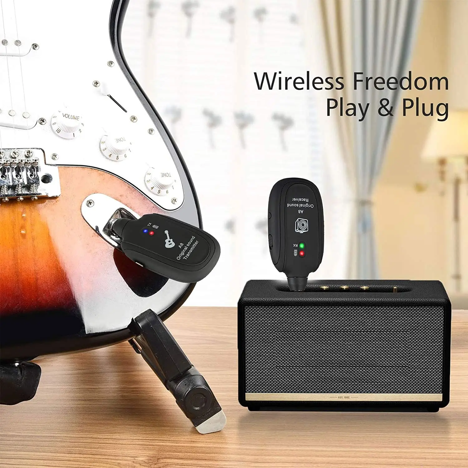 2021 Новая беспроводная система для гитары UHF передатчик приемник Встроенный аккумуляторный беспроводной передатчик для гитары.