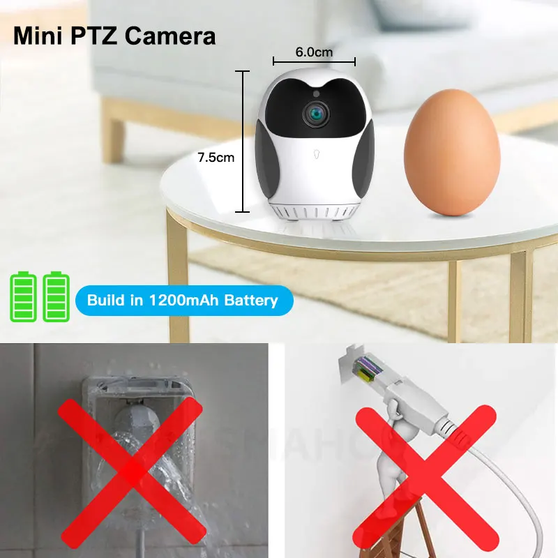 1080P H.265 Home Security Camera WiFi Wireless PTZ Full HD 4X Digital Zoom Indoor Mini Surveillance IP Cameras Battery Powered |