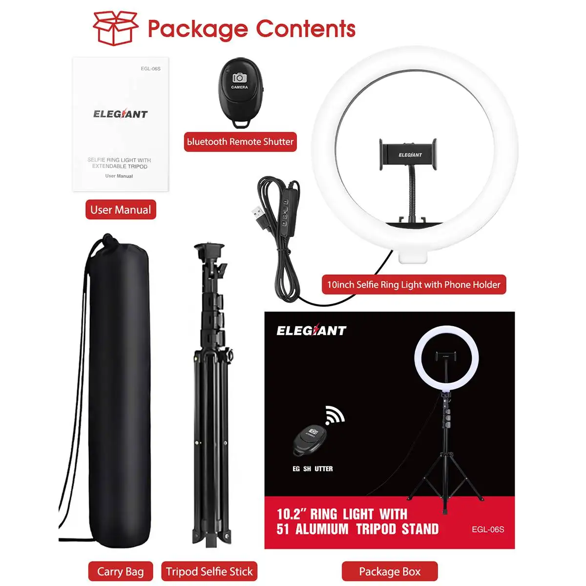 Anillo de luz LED con trípode, accesorio fotográfico de iluminación de 10 pulgadas con soporte para móvil, perfecto para