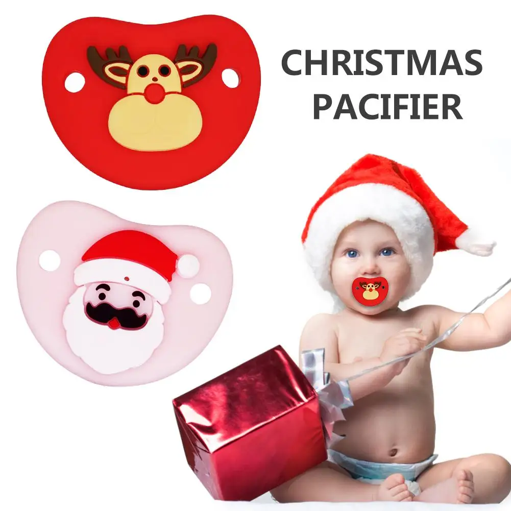 Силиконовая забавная Соска-пустышка для малыша уникальная Рождественская