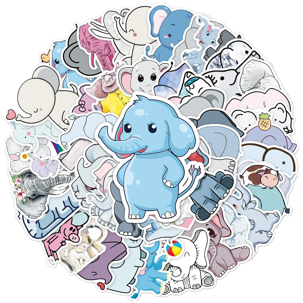 

10 / 30 / 50pcs Cute Animal Elephant Graffiti Sticker DIY Suitcase Notebook Guitar Star Children Sticker Waterproof Wholesale