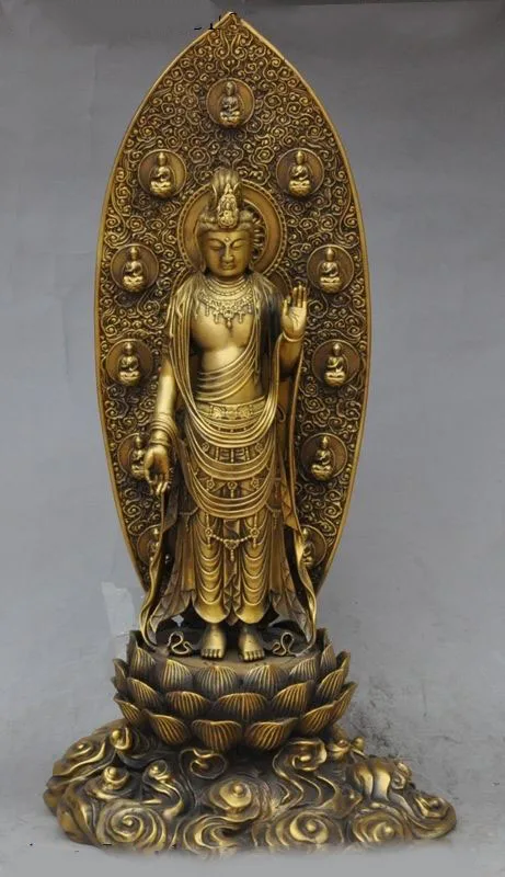

Christmas 19"Chinese Buddhism Temple brass Kwan-Yin Guan Yin Bodhisattva Buddha statue wedding decoration