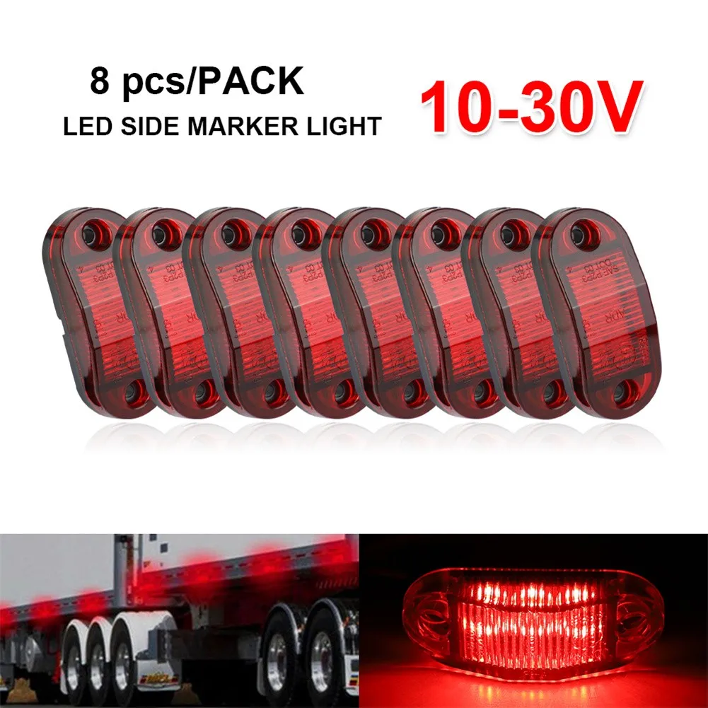 

8Pcs Warning Light Red LED Side Marker Lamp For Trailer Trucks Caravan Side Clearance Marker Lights Lamps 12v/24v