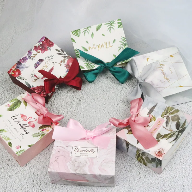 10 шт. бумажная коробка с лентой мраморной текстурой | Дом и сад