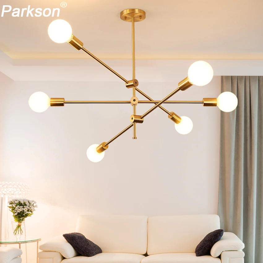 Modern Pendant Lights Lamp E27 Simple Hanging Lamp Nordic Metal Lustre hanglamp Gold Black For Living Dining Room