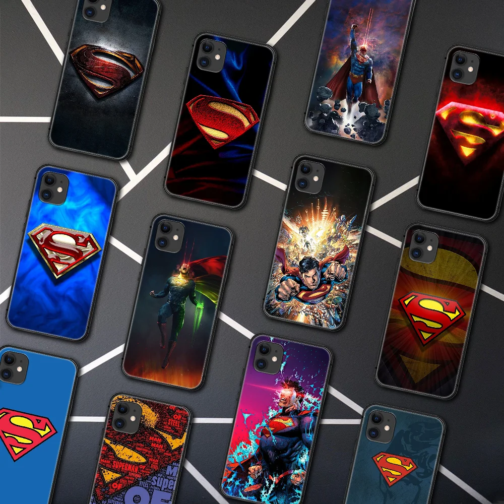 

Super Hero Supermans Phone Case For Iphone 5 5S SE 2020 6 6S 7 8 Plus 11 12 Mini X XS XR Pro Max black Etui Tpu Cell Painting