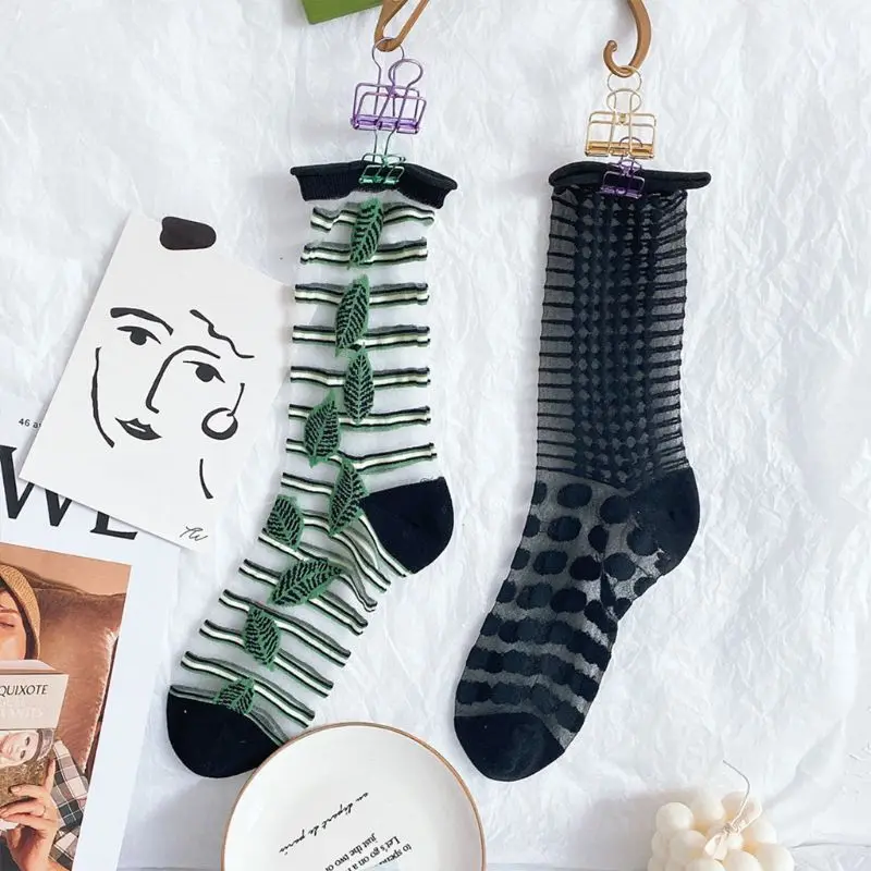 Женские AB нерегулярные жаккардовая матросские носки Harajuku в полоску узор горошек