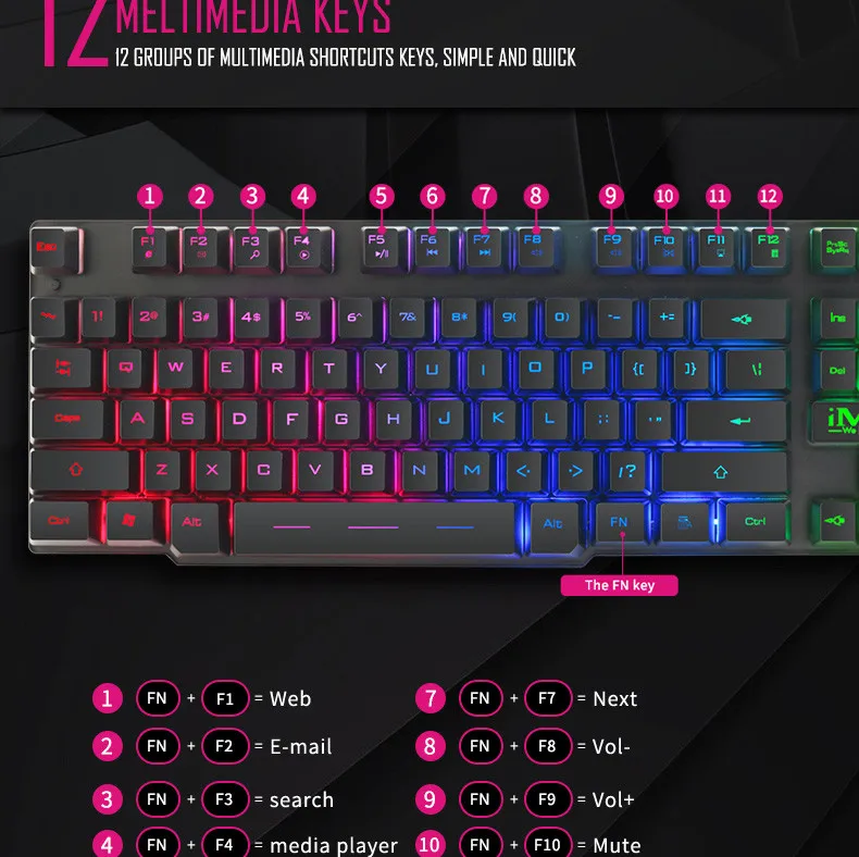 Проводная Механическая игровая клавиатура IMice с подвеской и подсветкой Офисная