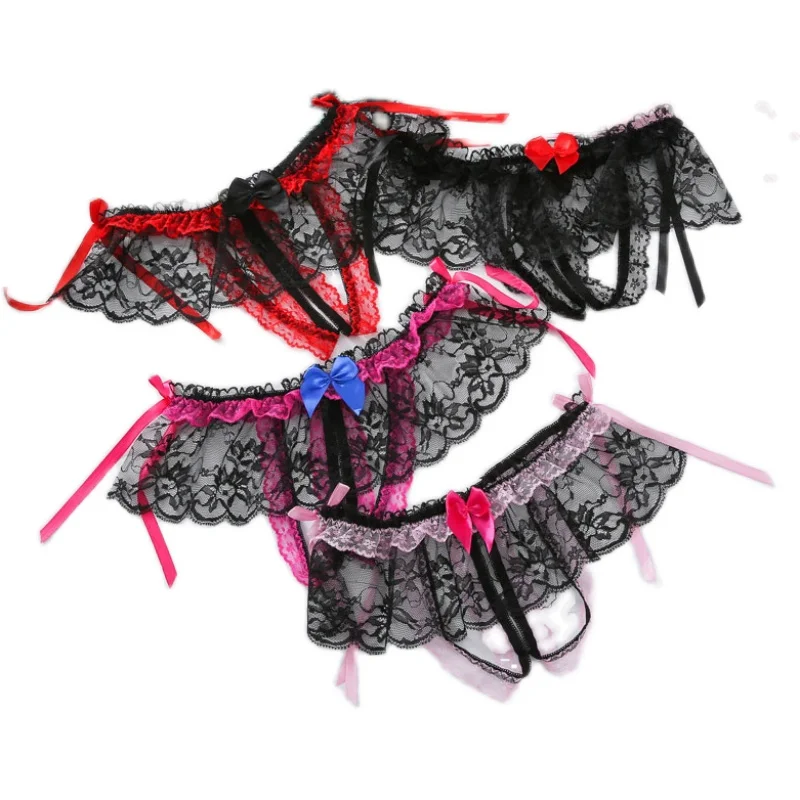 

1PC Sexy Erotic Lingerie Ladies Elastic Bandage Lace Flowers Panties T-back Briefs G-String Thongs Women's Charming Underwear