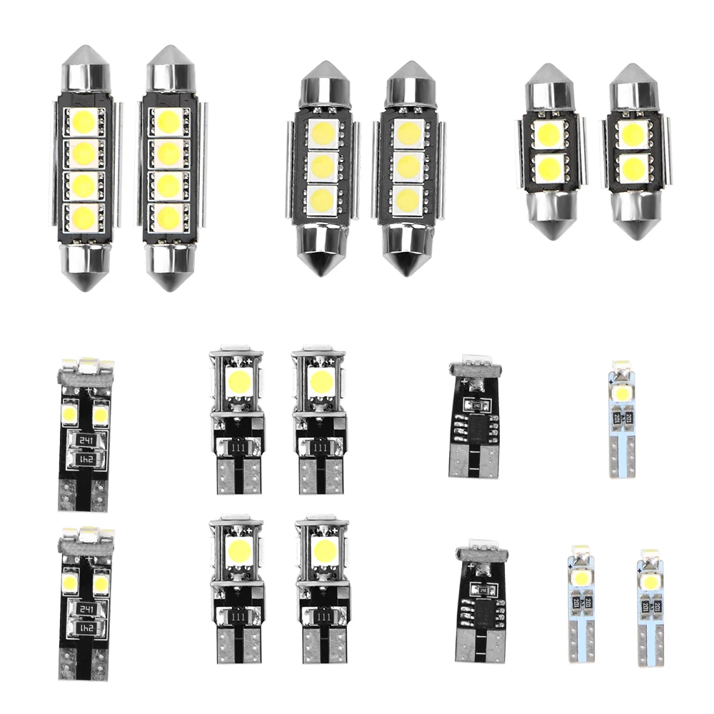 

17Pcs/set License Plate Lights Car Signal Lamp Error Free T10 White Interior LED Light kits Car Bulbs Interior
