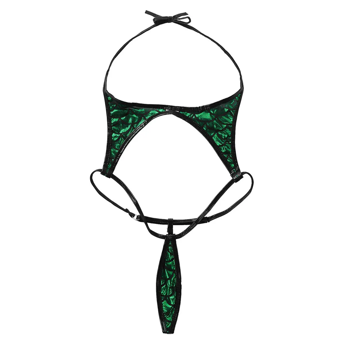 Женский блестящий костюм русалки с металлическим блеском нижнее белье принтом