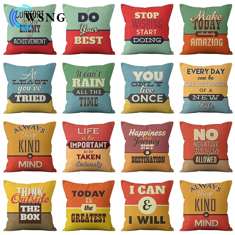 Ретро английские буквы льняная наволочка мотивационные на английском языке