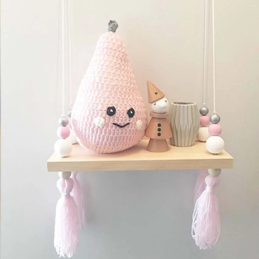 

2020 New Wall Hanging Decor Swing Shelf Decorative Shelves Room Storage Organization personality Kids Room Wooden Beads Tassel