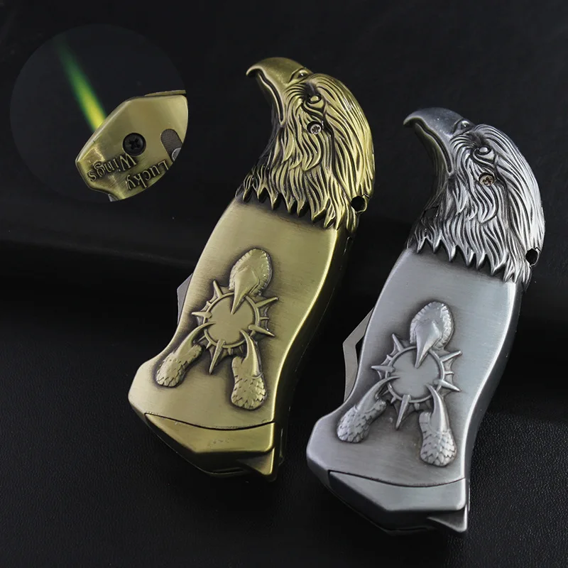 Струйная зажигалка ветрозащитная Зажигалка в форме головы орла с зеленым