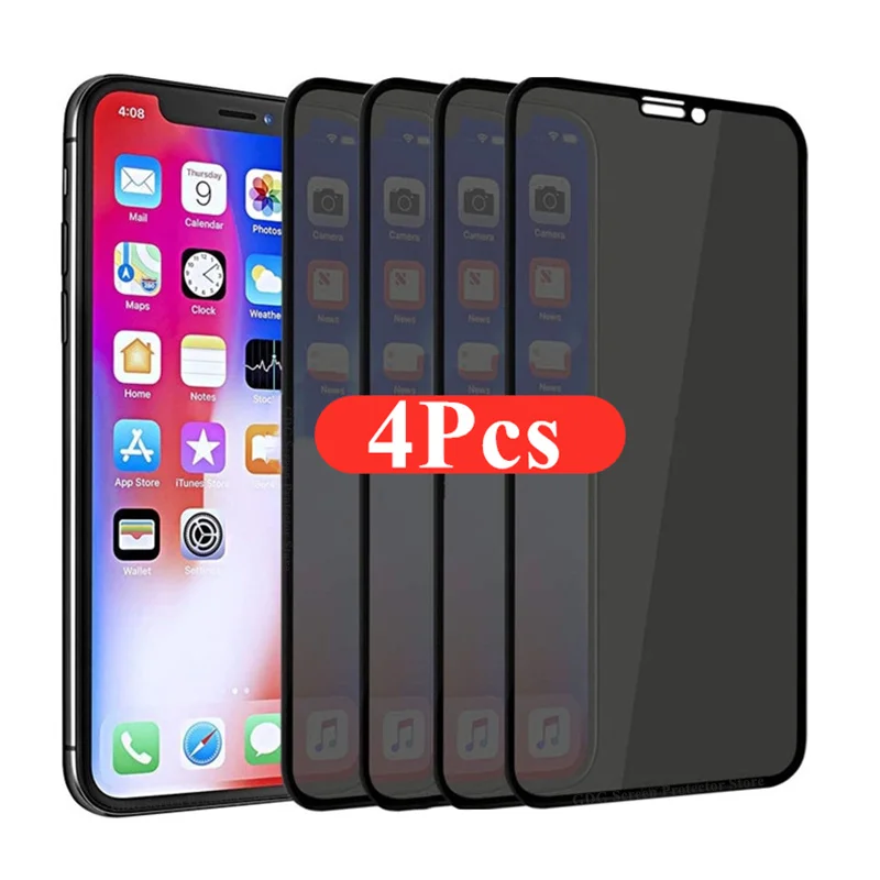 

1-4Pcs 30 Degrees Privacy Screen Protectors for IPhone 12 11 Pro Max 12Mini Anti-spy Protective Glass for IPhone XS XR X 7 Plus