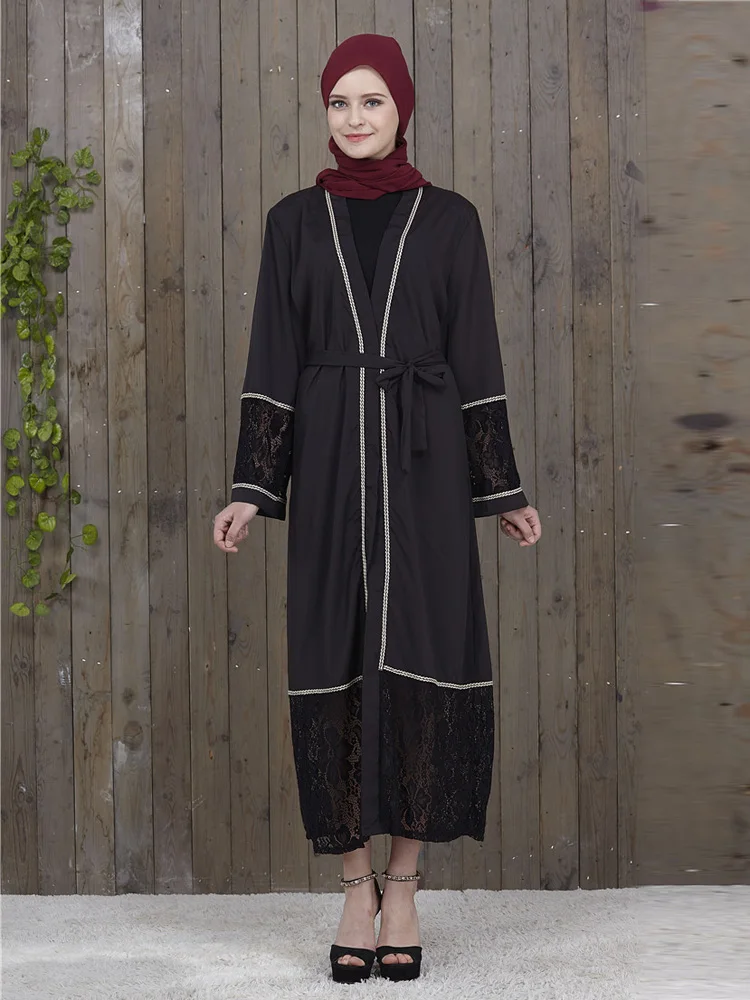 Арабский женский кружевной кардиган с подшитыми краями платья мусульманские