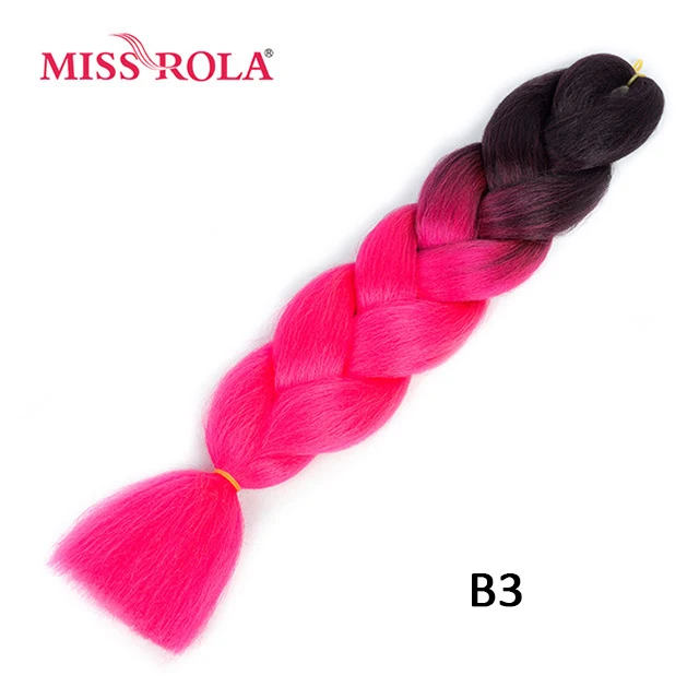 Miss Rola, большие синтетические косы, волосы, 100 г, 24 дюйма, высокотемпературное волокно, Джамбо, волосы для наращивания, Омбре, вязанные крючком, косички - Цвет: B3