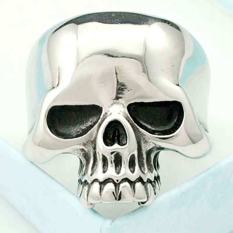 

AMUMIU Fashoin Skull Rings Stainless Steel For Men Punk Style Hip Hop Rock High Quality Cool Jewelry Party Gifts HR312