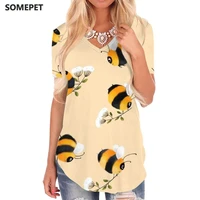 somepet bee t shirt women animal v neck tshirt flower t shirts 3d lovely tshirts printed womens clothing hip hop loose new