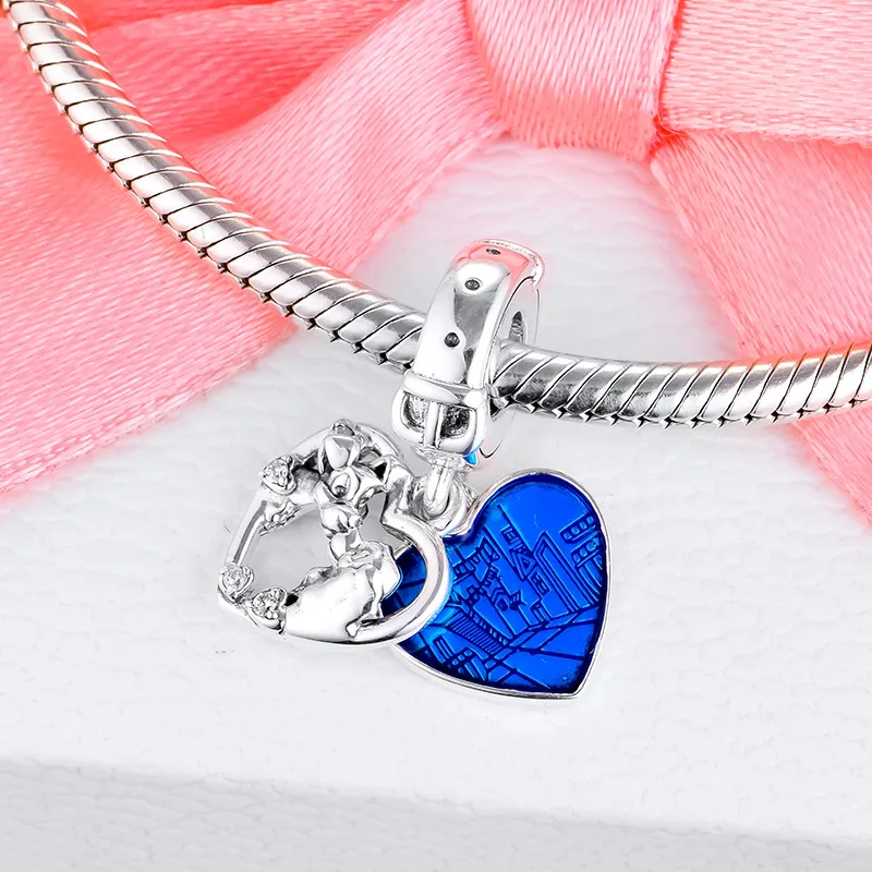 

Lady and the Tramp Heart Dangle Charm Fits Charms Silver 925 Original Bracelets For Woman DIY Valentine's Day